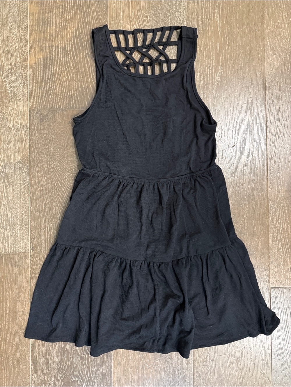 Ocean Drive Black Tank Dress Swim Cover Up with Lattice Back Detail